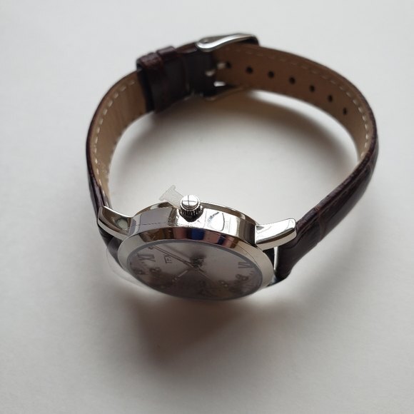 TFX by Bulova Ladies Casual Watch Silver Face Brown Adjustable Leather Strap NEW - Picture 3 of 4